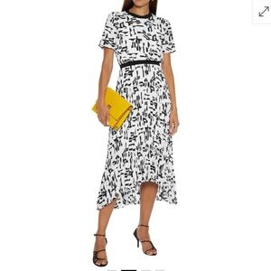 Maje Black and White Graphic Midi Dress